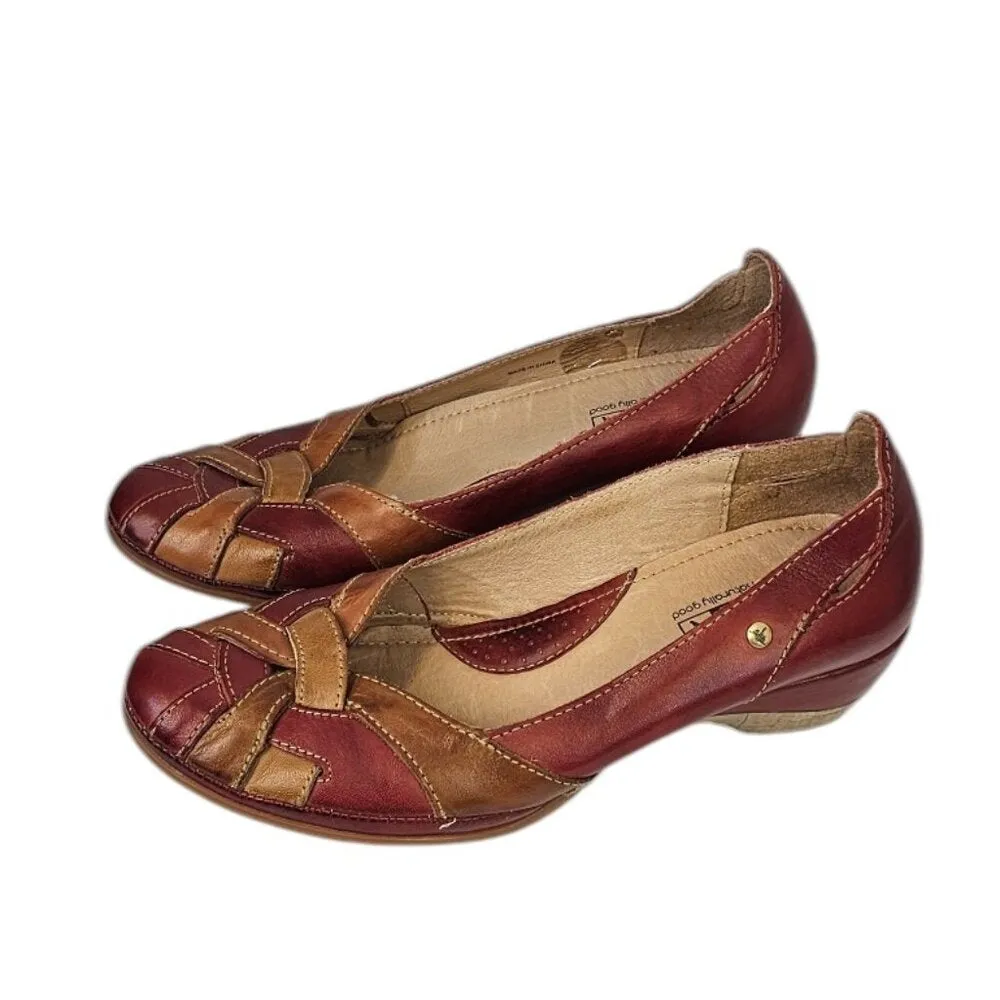 Pikolinos Womens Leather Braided Low Heel Slip On Shoes