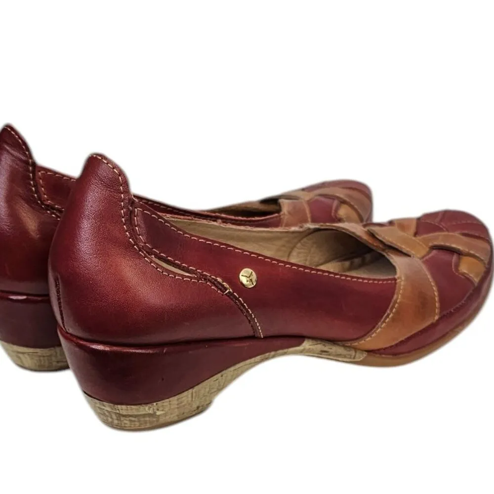 Pikolinos Womens Leather Braided Low Heel Slip On Shoes