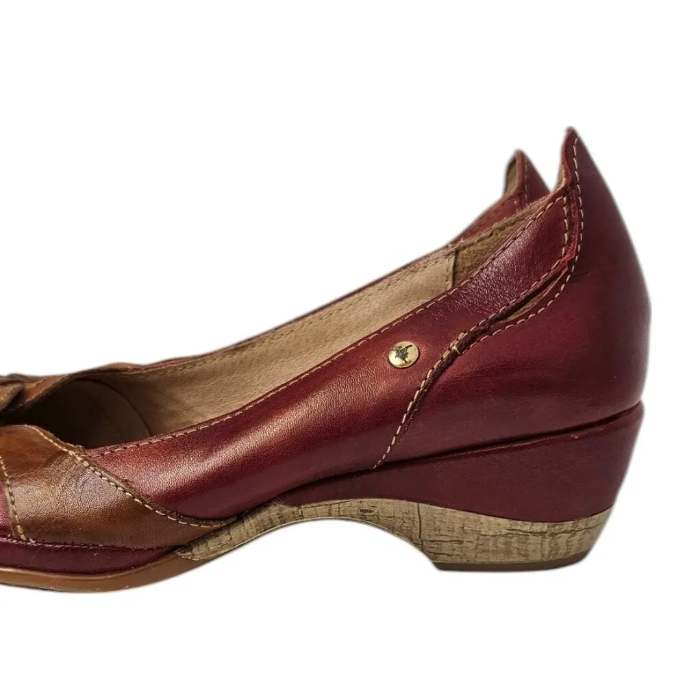 Pikolinos Womens Leather Braided Low Heel Slip On Shoes