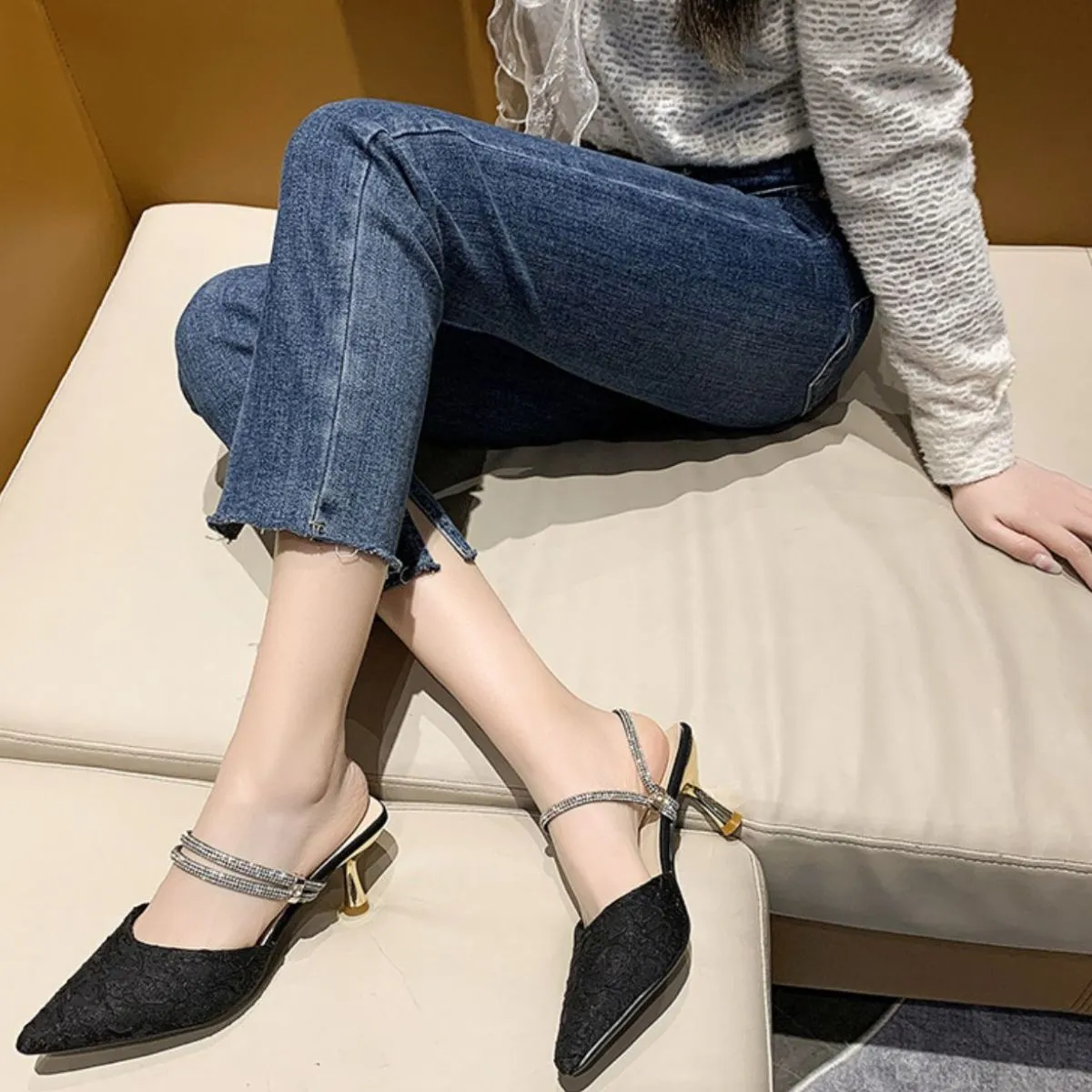 Point Toe Kitten Heels Sandals