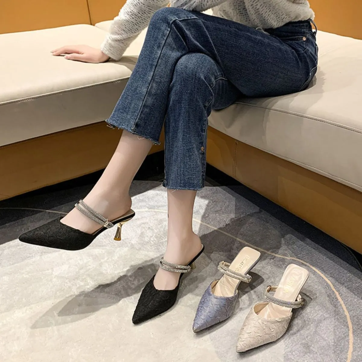 Point Toe Kitten Heels Sandals
