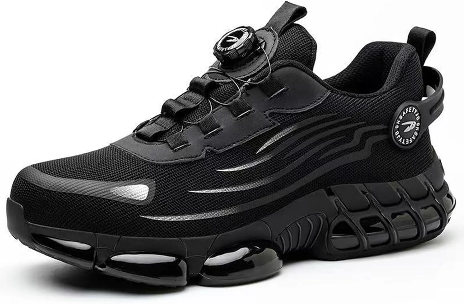 Prestivos Steel Toe Shoes: Men's Work Shoes, Anti-Slip, Puncture-Resistant, Steel Toe, Air Cushion, Black, Gray