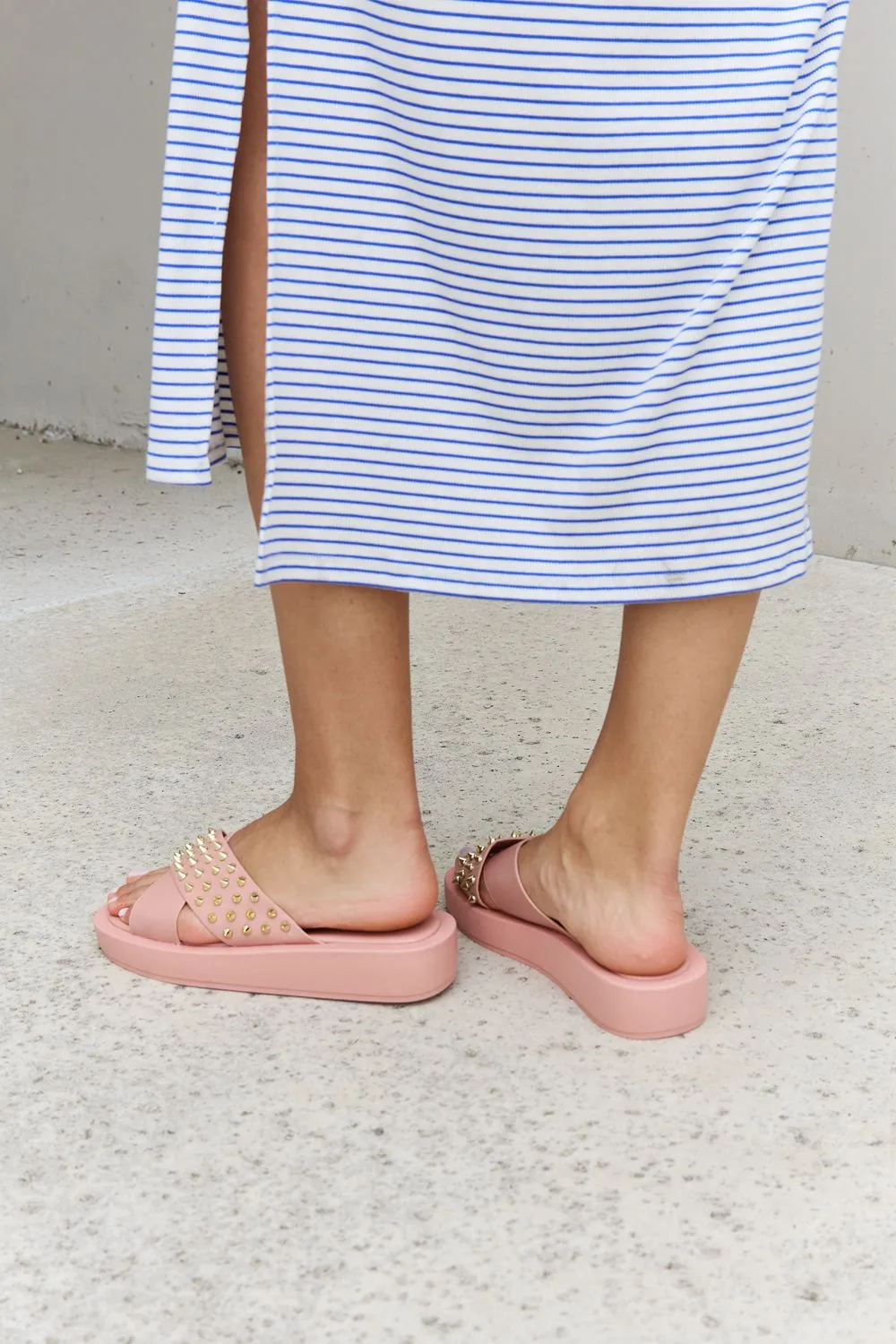 Quinn Studded Cross Strap Sandals | Blush