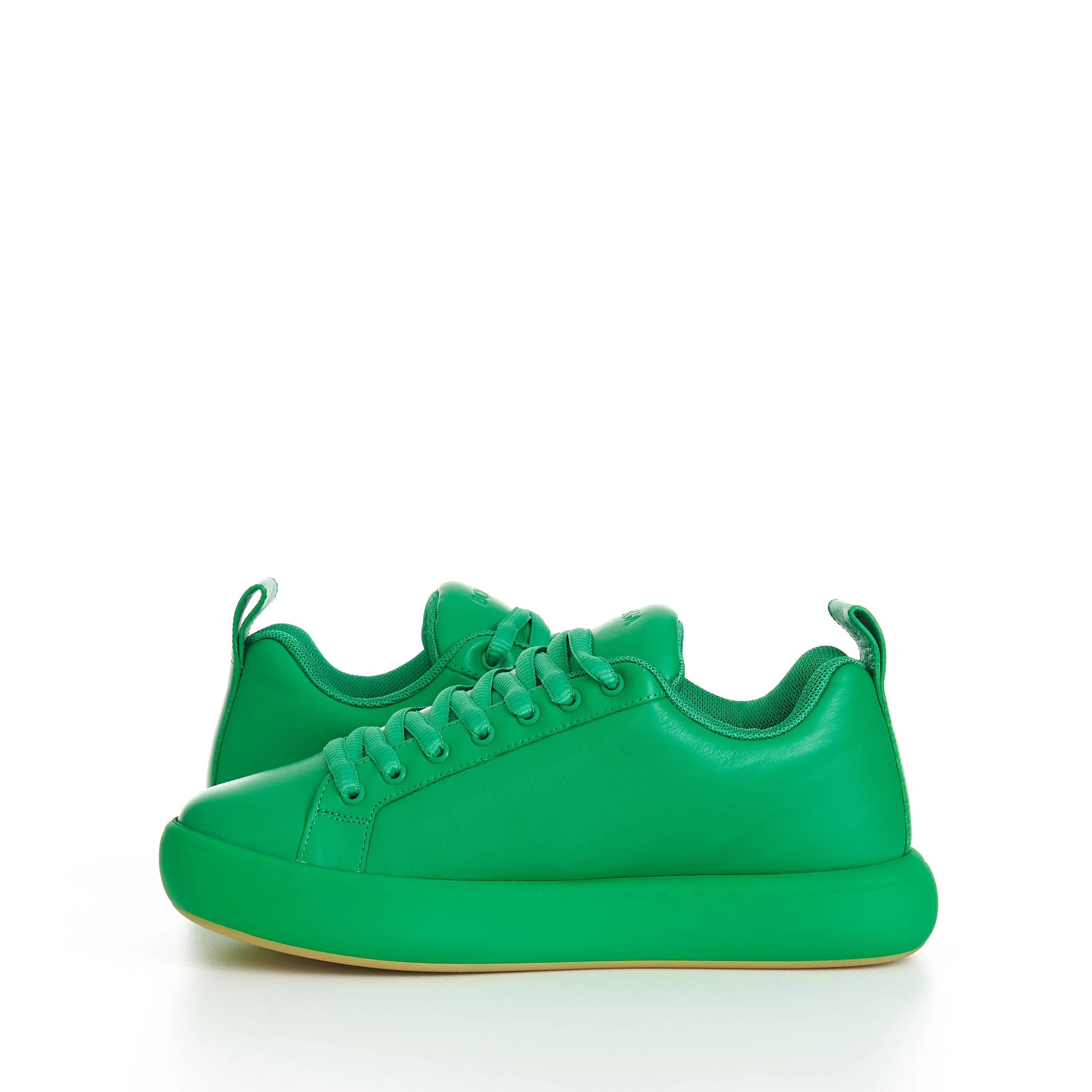 "Pillow" Lace-up Sneakers In Parakeet Green Padded Leather