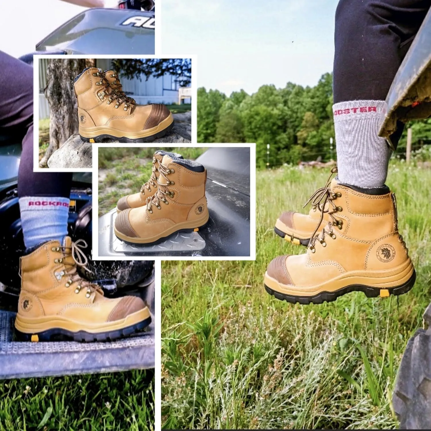 ROCKROOSTER Work Boots for Men,7 inch,Steel Toe,Side Zipper, Leather Shoes,Static Control, Breathable,Quick Dry(AK232Z -AK245Z