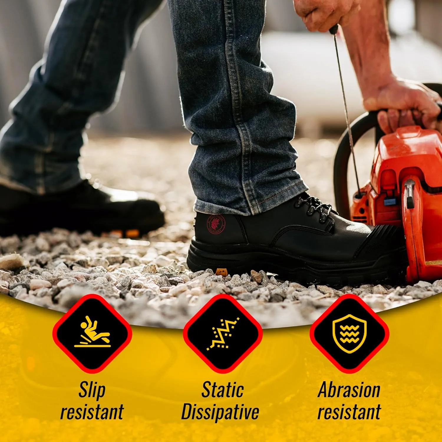 ROCKROOSTER Work Boots for Men,7 inch,Steel Toe,Side Zipper, Leather Shoes,Static Control, Breathable,Quick Dry(AK232Z -AK245Z