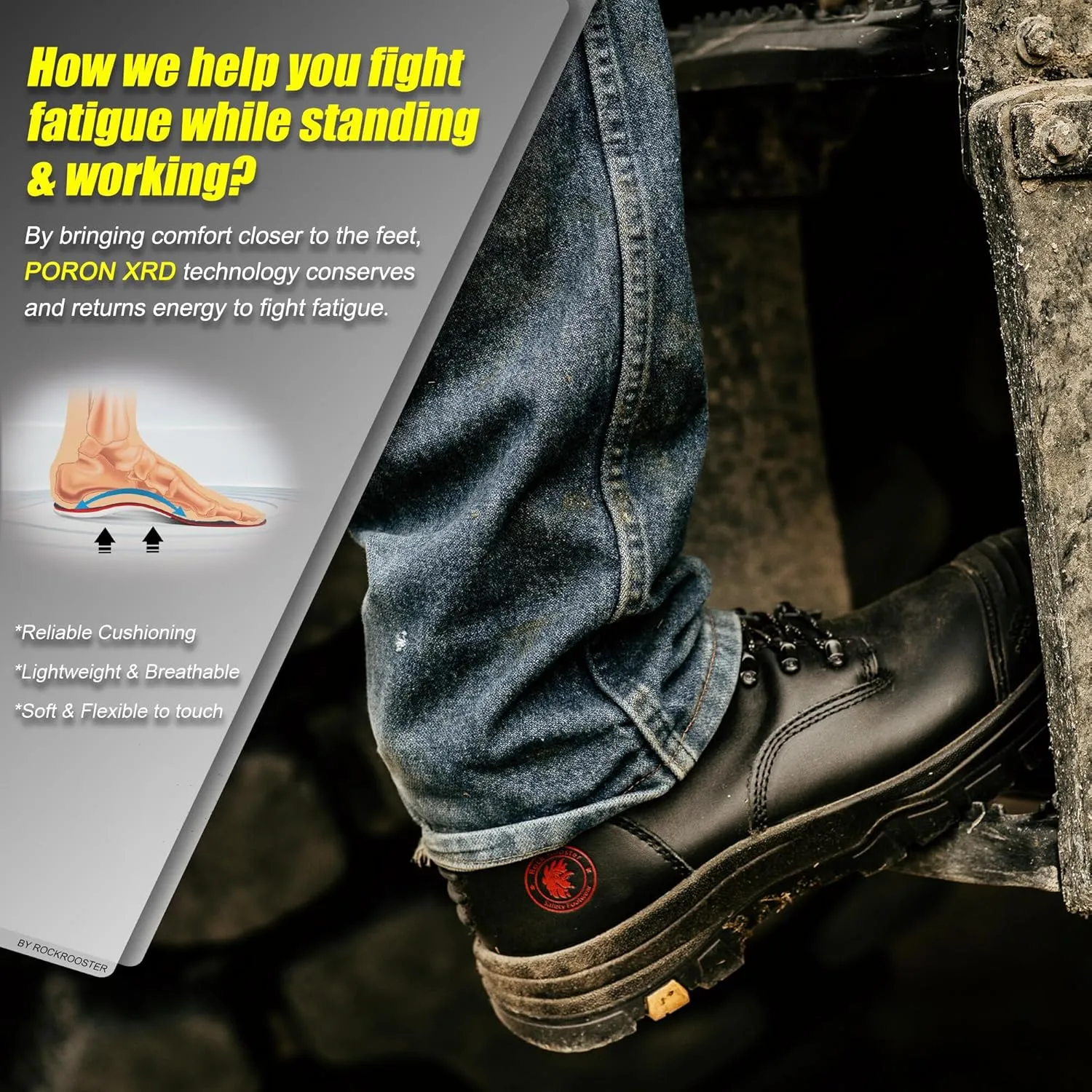 ROCKROOSTER Work Boots for Men,7 inch,Steel Toe,Side Zipper, Leather Shoes,Static Control, Breathable,Quick Dry(AK232Z -AK245Z