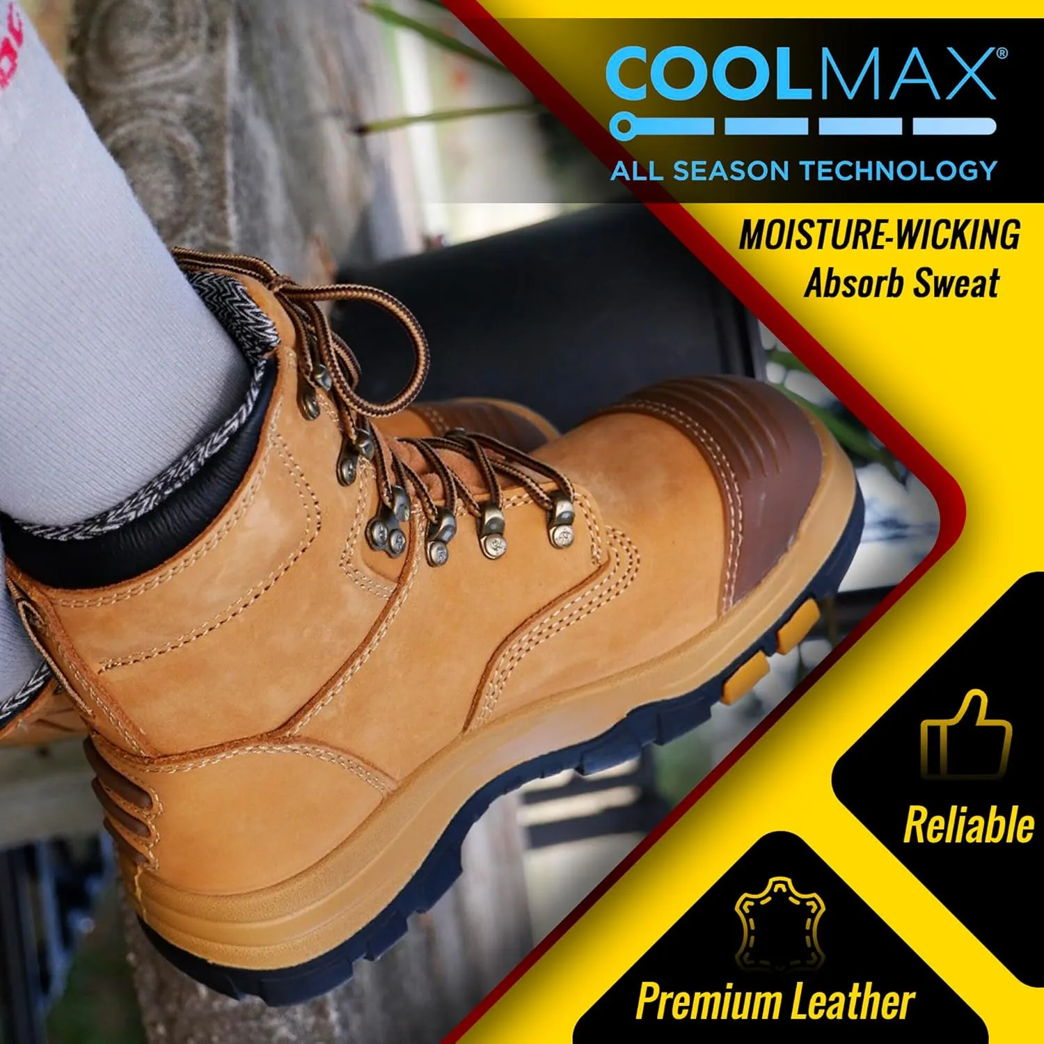 ROCKROOSTER Work Boots for Men,7 inch,Steel Toe,Side Zipper, Leather Shoes,Static Control, Breathable,Quick Dry(AK232Z -AK245Z