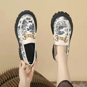 Round Toe Block Heels Loafers