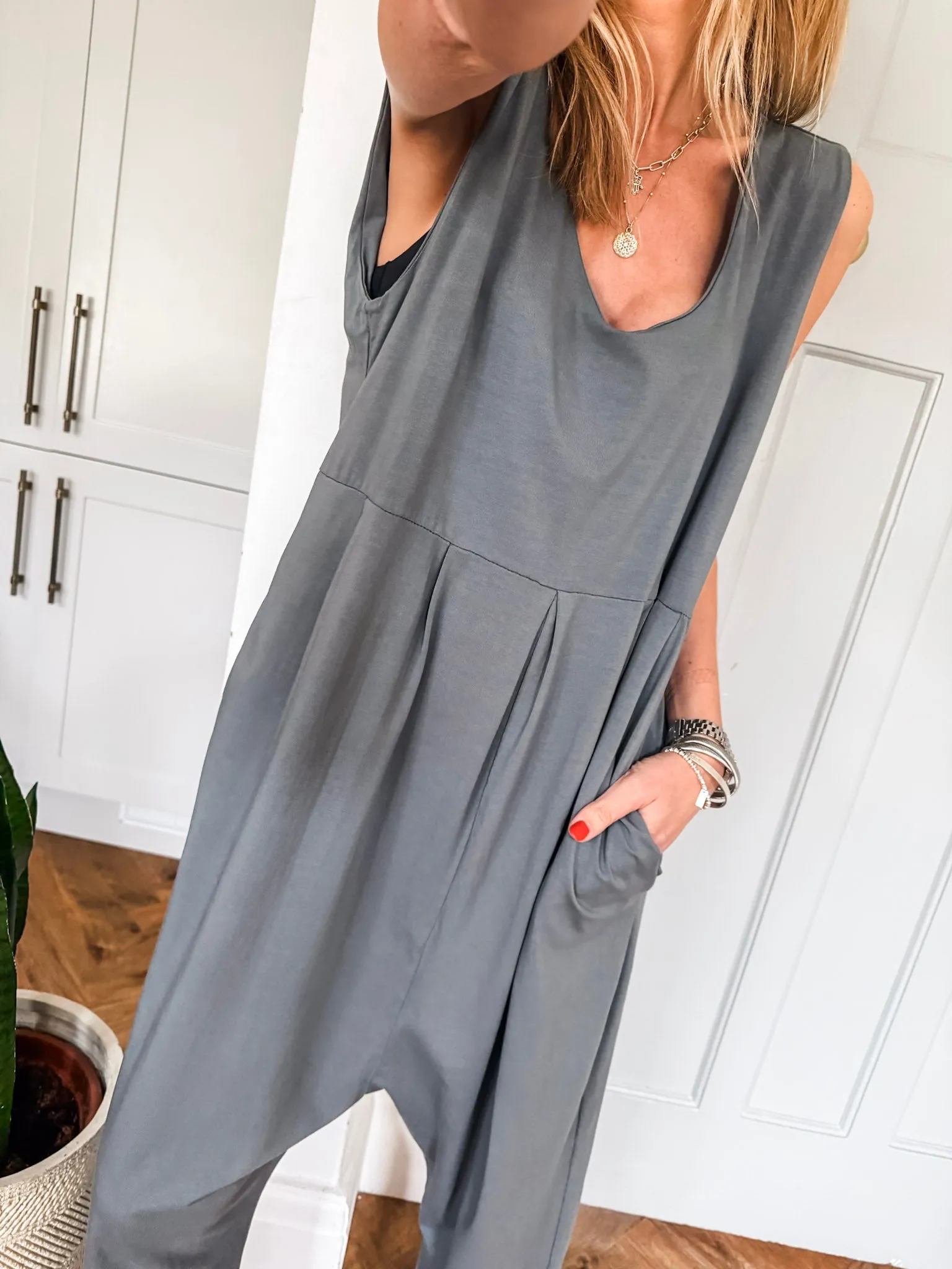 Scoop Neck Jersey Jumpsuit