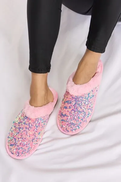 Sequin Plush Slippers