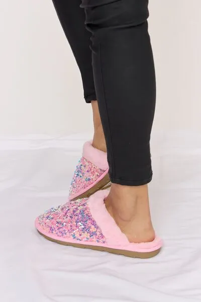Sequin Plush Slippers