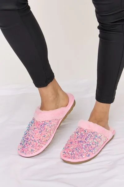 Sequin Plush Slippers