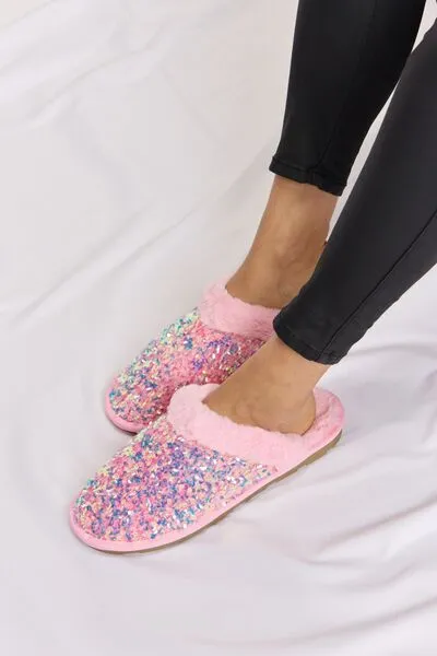 Sequin Plush Slippers