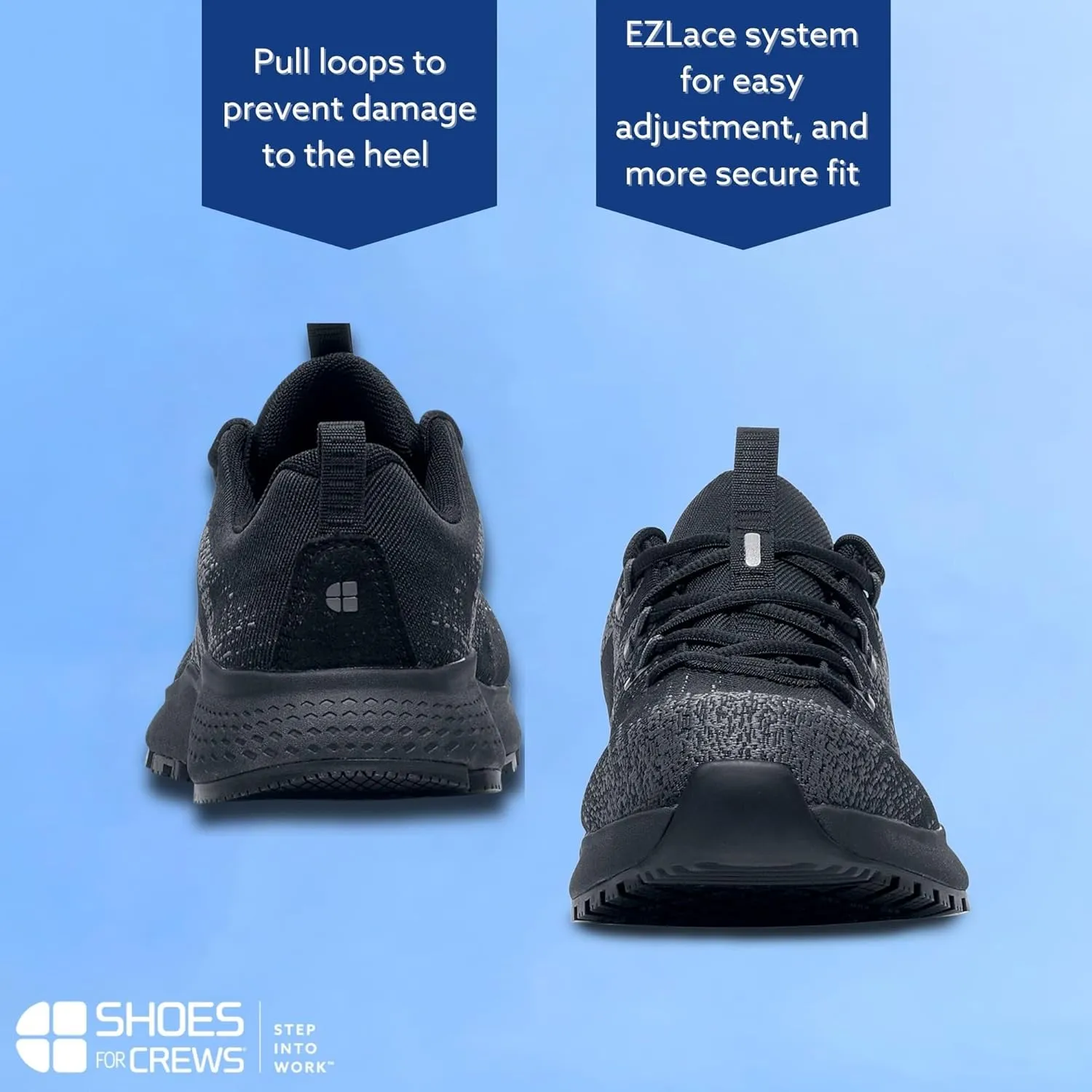 Shoes for Crews Heather II, Women's Nano Composite Toe (NCT) Work Shoes, Slip Resistant, Water Resistant, Black, Size 8.5