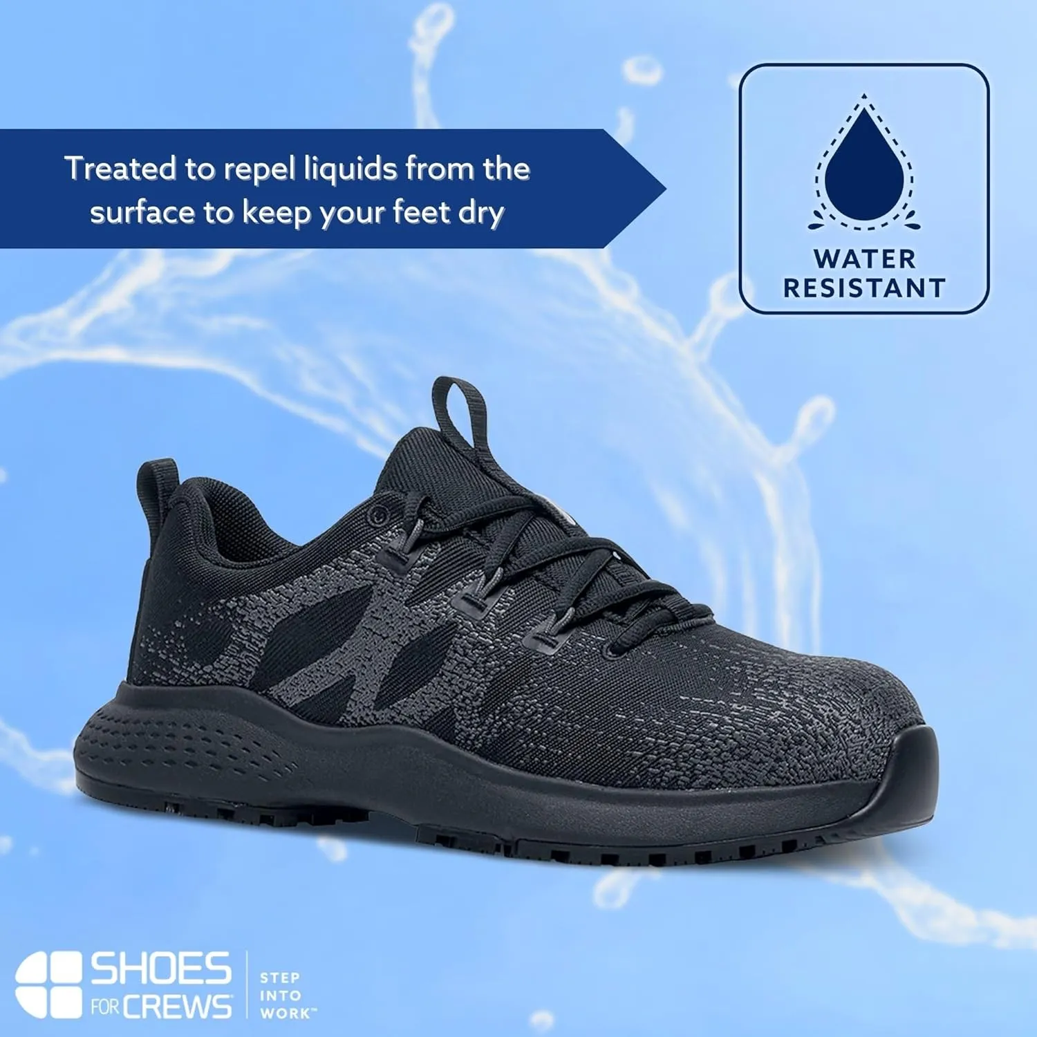 Shoes for Crews Heather II, Women's Nano Composite Toe (NCT) Work Shoes, Slip Resistant, Water Resistant, Black, Size 8.5
