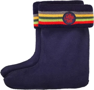 Silky Toes Kids Warm Cozy Fleece Lined Boot Liners With Cable Knit Cuff (Striped, Small)