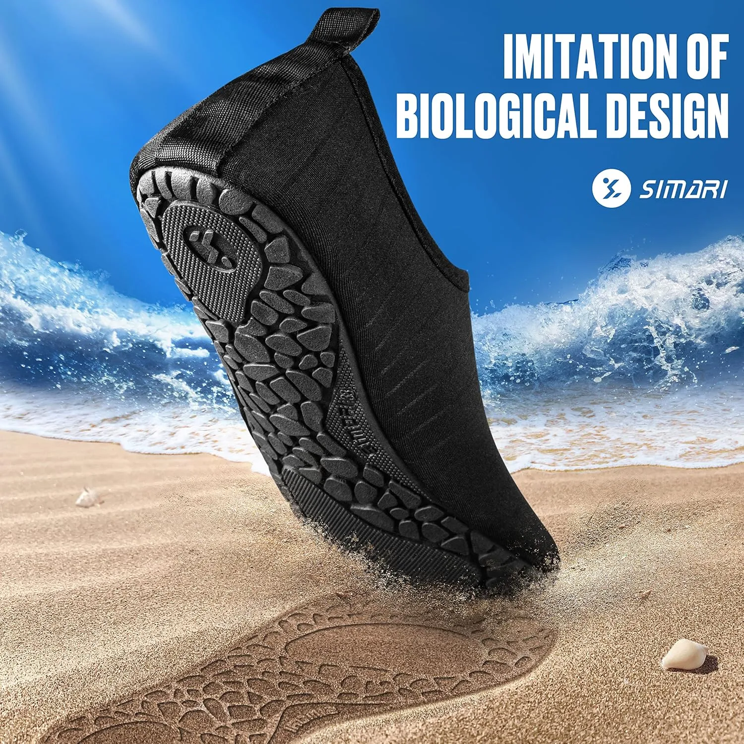 SIMARI Water Shoes for Women Men Swim Aqua Socks Beach Pool Essentials Barefoot Surf River Boat Kayak Sea Yoga Sand Exercise Sport Accessories Breathable Quick-Dry Adult Youth Kid Size SWS001