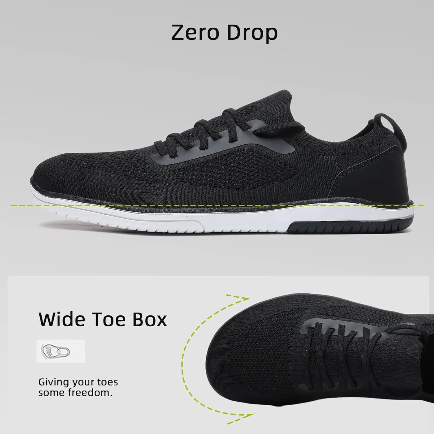 Slip-on Barefoot Shoes Men Minimalist Wide Toe Zero Drop Walking Shoes Lightweight Barefoot Feel & Breathable for Walking Running All Day Wear