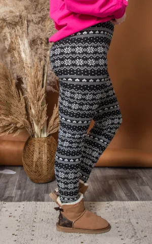 Snowflake & Hearts Leggings - Final Sale