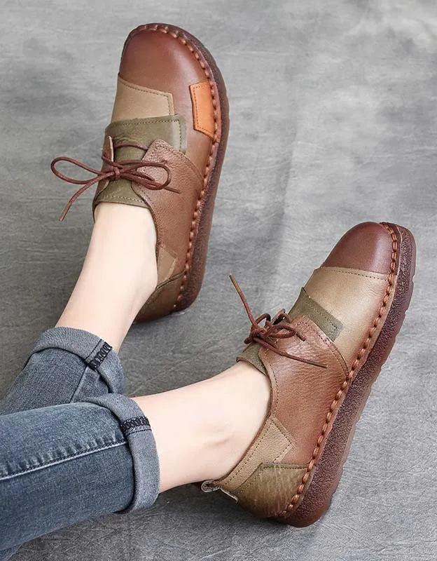 Soft Leather Comfortable Handmade Retro Flat Shoes 35-43