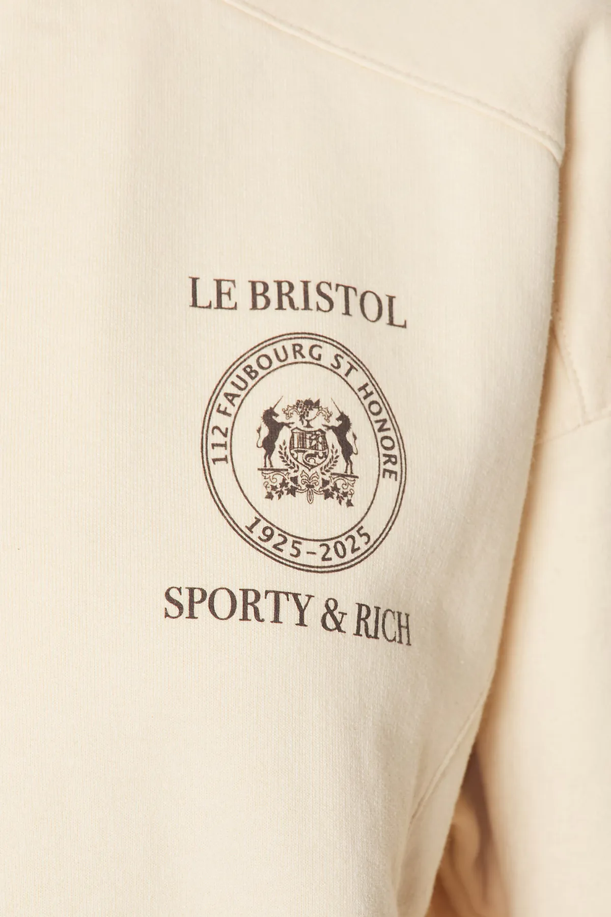 Sporty & Rich Faubourg Quarter Zip Sweatshirt - Cream/ Chocolate