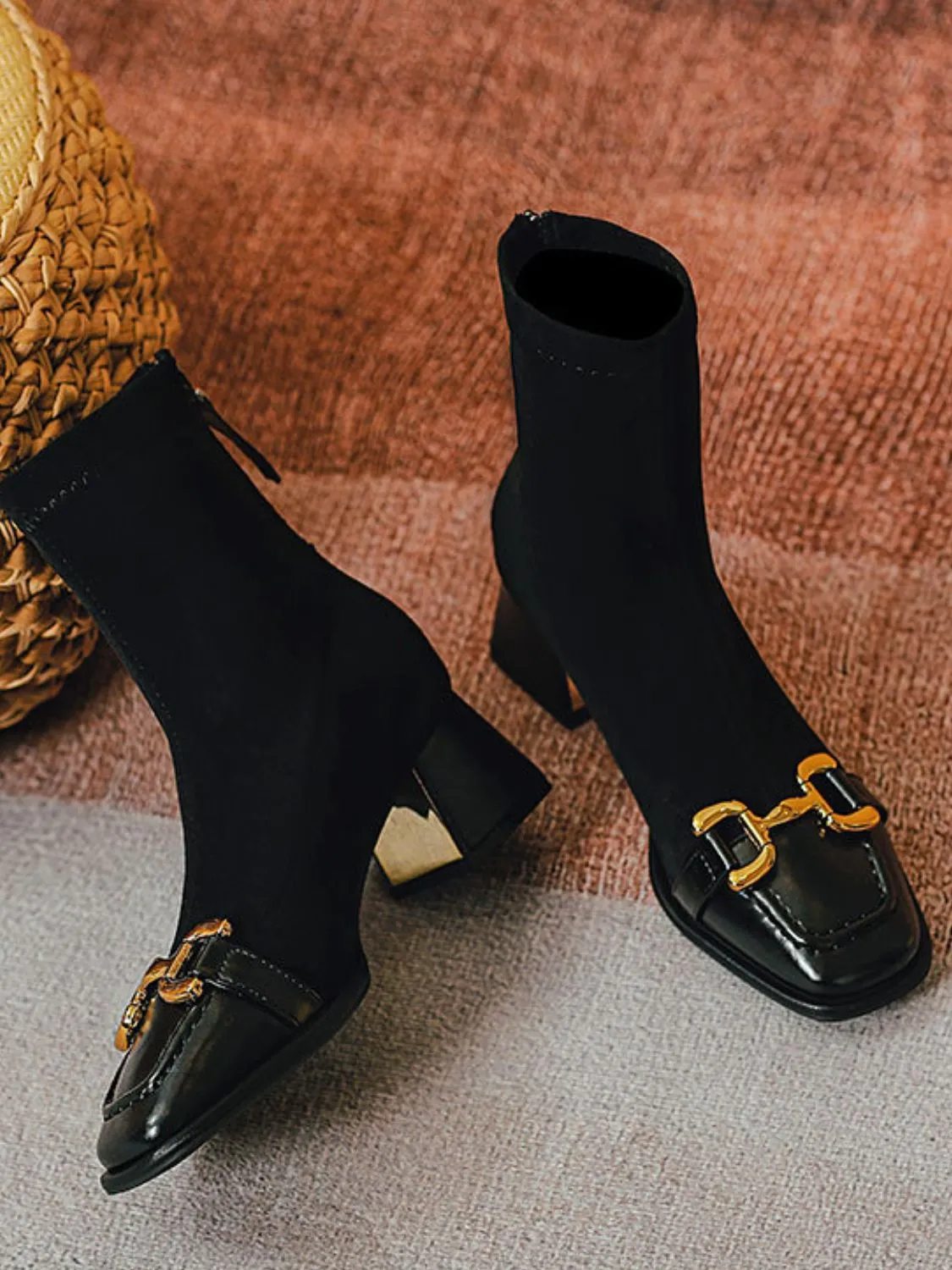 Square Toe Block Heels Boots