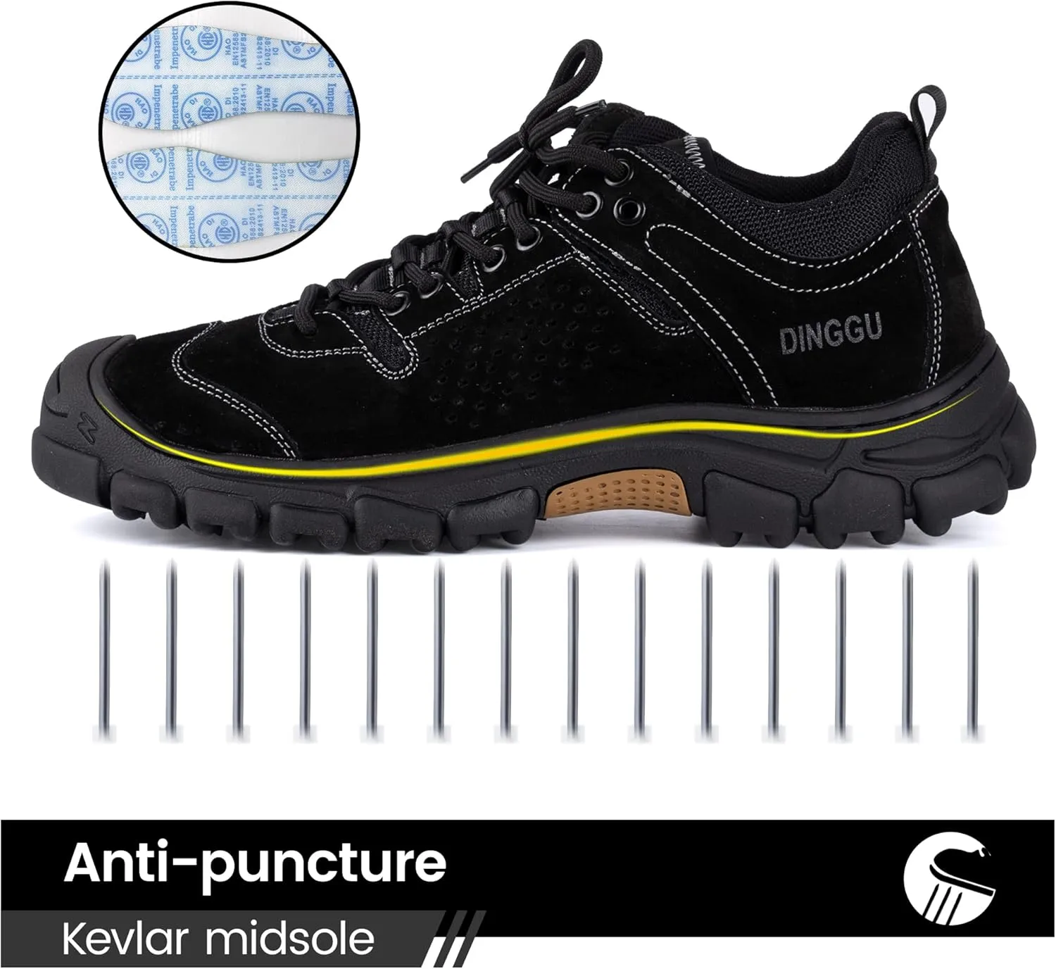 Steel Toe Shoes for Men, Safety Mens Work Shoes Comfortable Indestructible Construction Shoes Leather