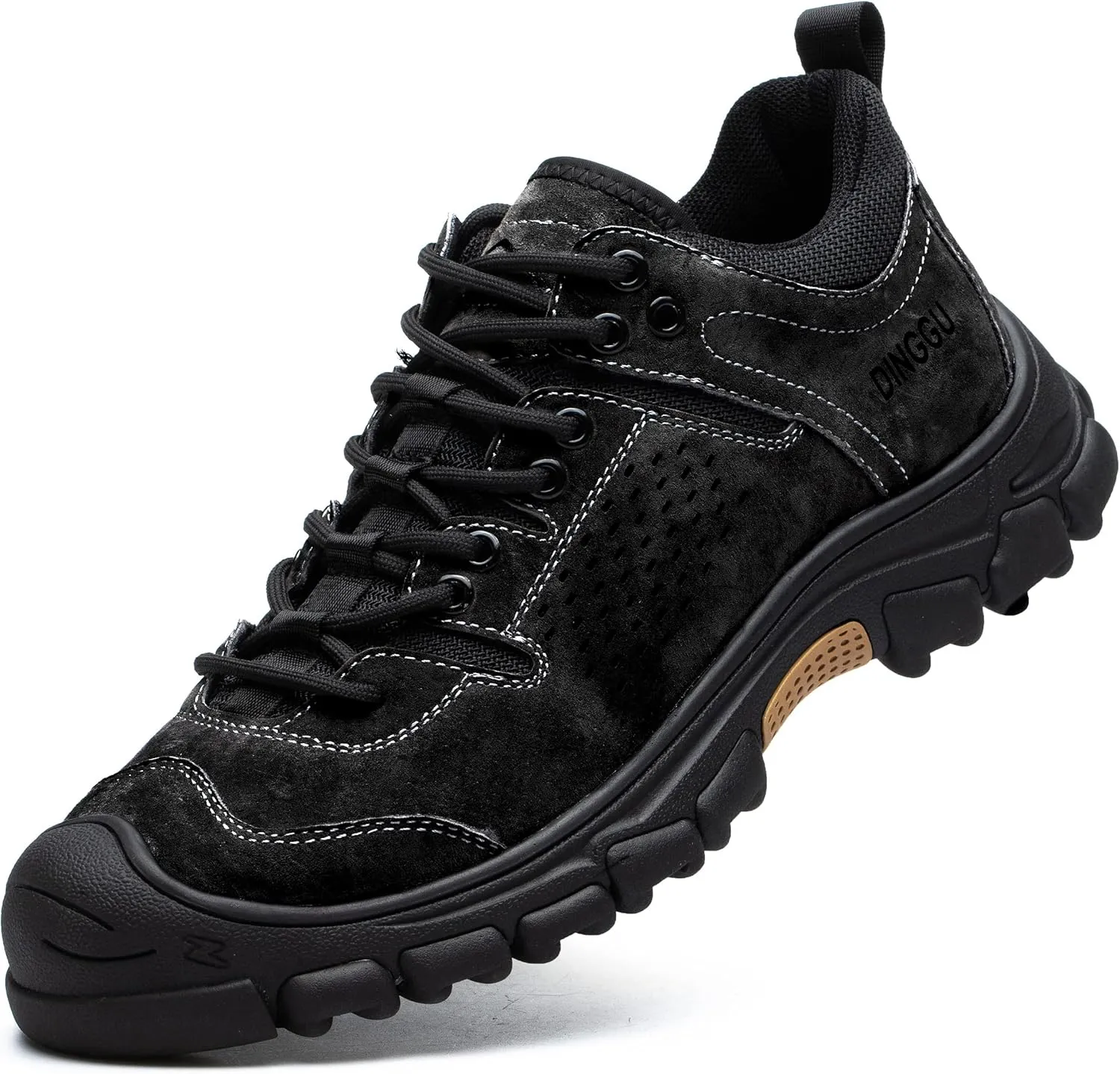 Steel Toe Shoes for Men, Safety Mens Work Shoes Comfortable Indestructible Construction Shoes Leather