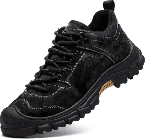Steel Toe Shoes for Men, Safety Mens Work Shoes Comfortable Indestructible Construction Shoes Leather