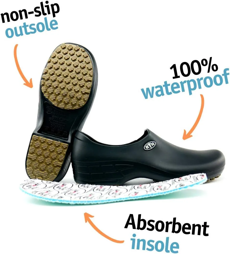 Sticky Nursing Shoes Women - Chefs - Kitchen - Nurses - Clogs for Work - Waterproof Non Slip