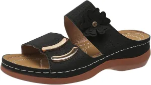 Summer Sandals for Women Orthopedic Wedge Shoes Comfortable Walking Slides Plantar Fasciitis Sandals with Arch Support Anti-Slip Beach Sandals Breathable