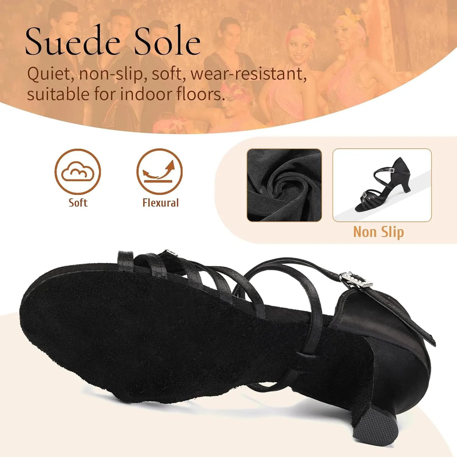 SWDZM Womens Latin Dance Shoes Satin Professional Ballroom Salsa Bachata Performance Practice Dancing Shoes