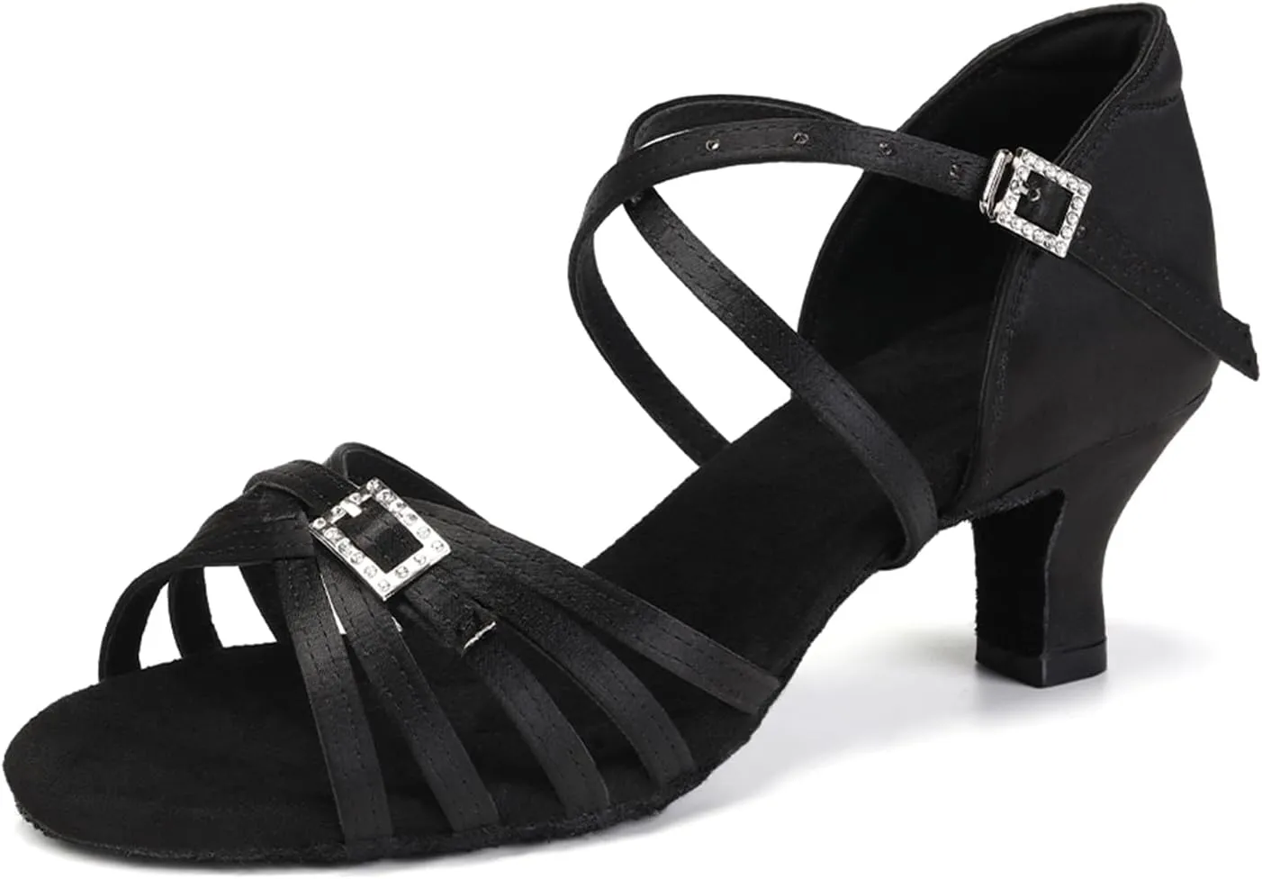 SWDZM Womens Latin Dance Shoes Satin Professional Ballroom Salsa Bachata Performance Practice Dancing Shoes
