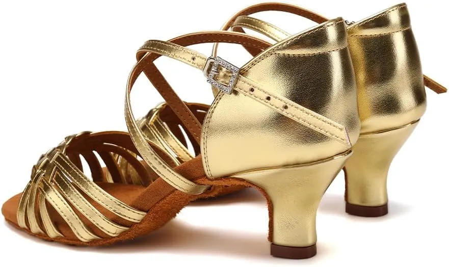 SWDZM Womens Latin Dance Shoes Suede Sole Ballroom Salsa Practice Dancing Shoes