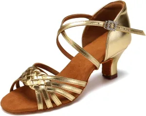 SWDZM Womens Latin Dance Shoes Suede Sole Ballroom Salsa Practice Dancing Shoes
