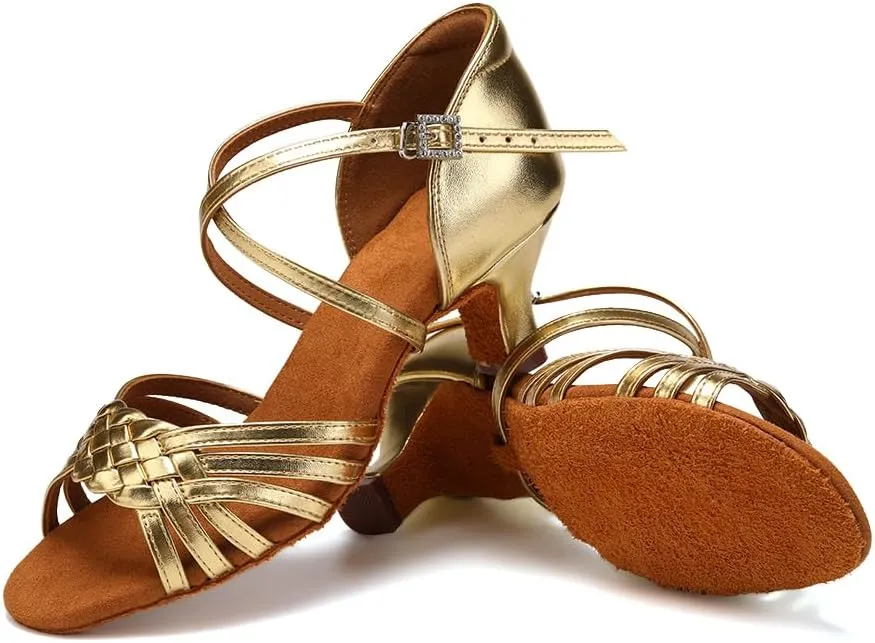 SWDZM Womens Latin Dance Shoes Suede Sole Ballroom Salsa Practice Dancing Shoes