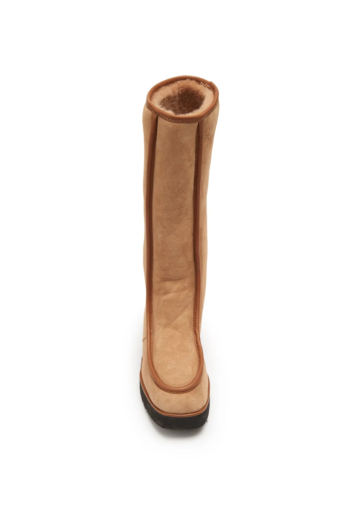 Tayna Flat Boot in Camel Leather