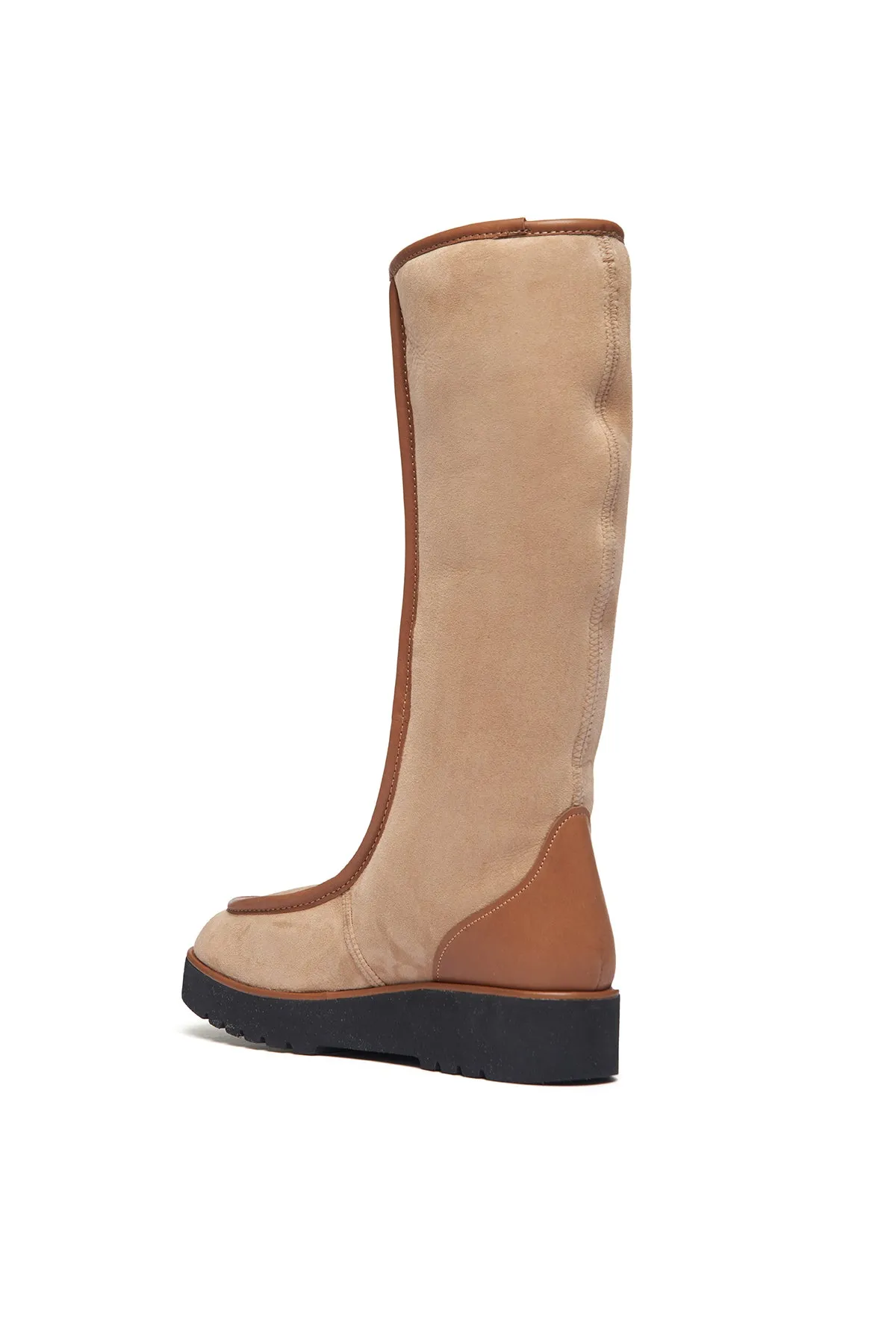 Tayna Flat Boot in Camel Leather