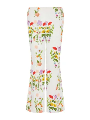 Terrazo flower white Yves pique trousers