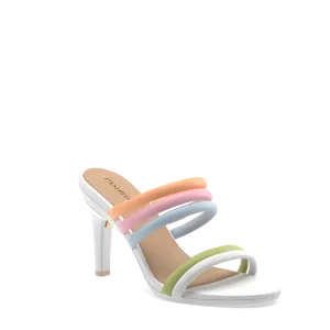 The Slide - White Multi Vegan Leather Rope 4 Stiletto