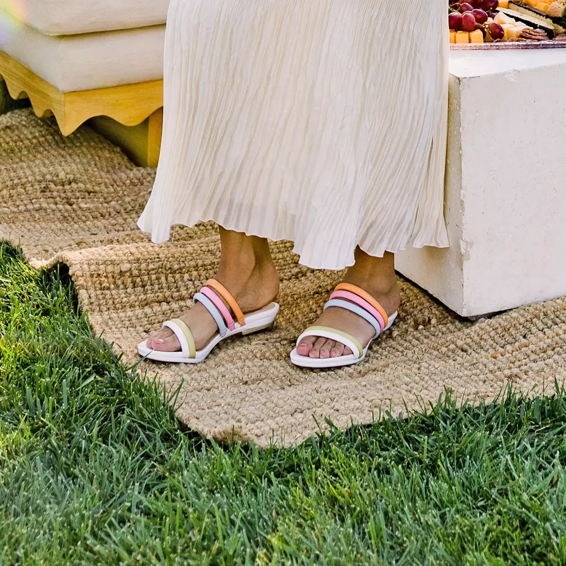 The Slide - White Multi Vegan Leather Rope 4 Stiletto