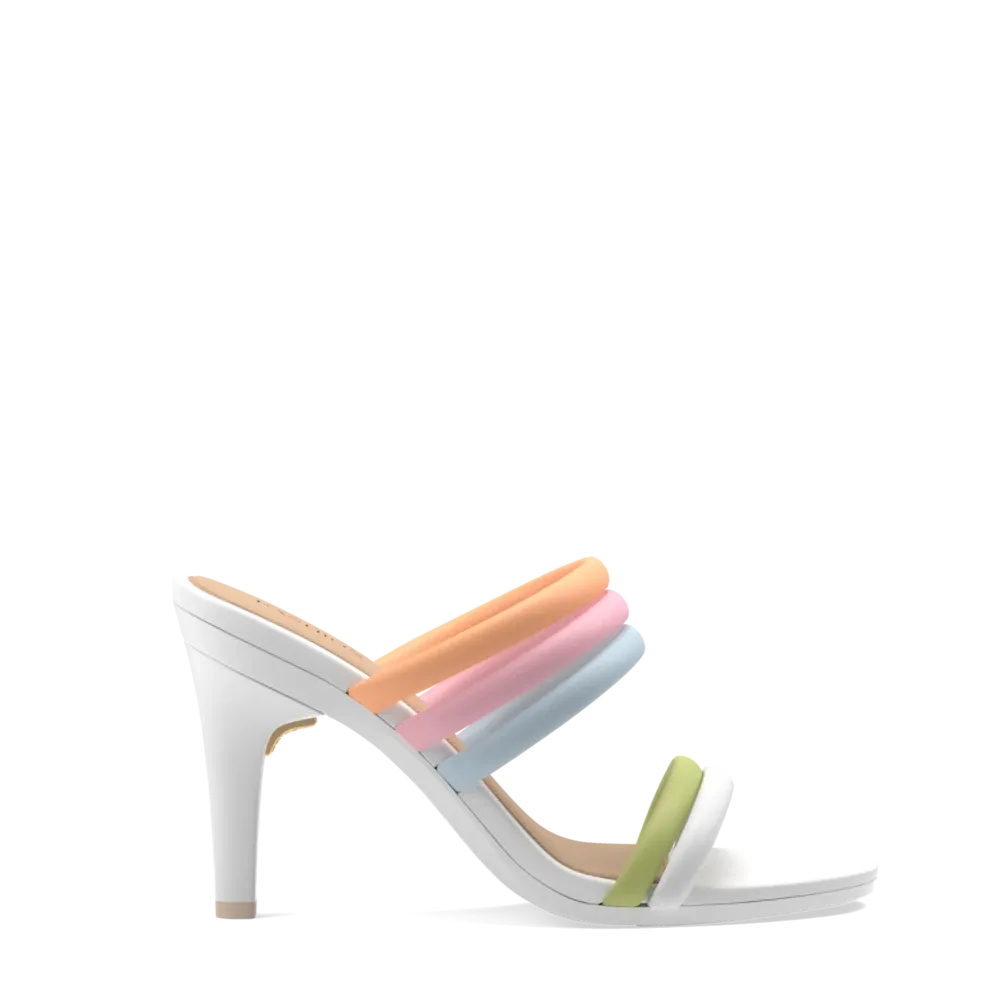 The Slide - White Multi Vegan Leather Rope 4 Stiletto