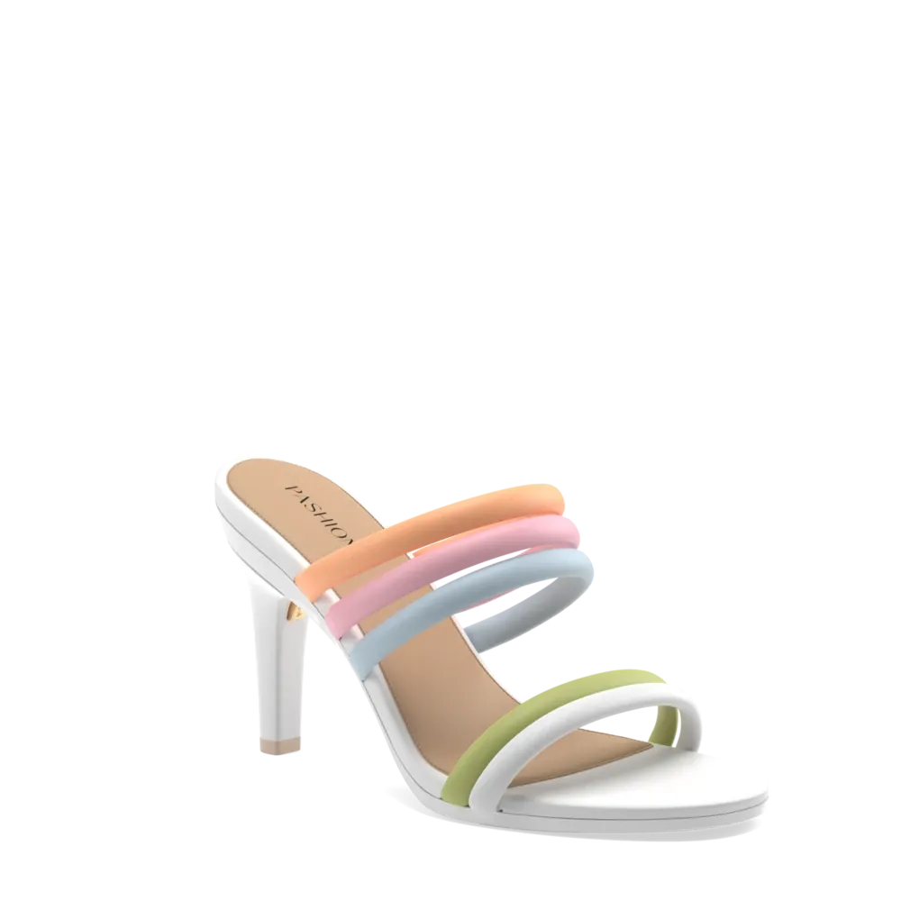 The Slide - White Multi Vegan Leather Rope 4 Stiletto