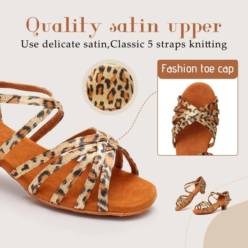 TINRYMX Girls&Women Latin Dance Shoes Silk Ballroom Salsa Tango Professional Performance Practice Dance Shoes,Model-SS-TL-ZSXGG/202