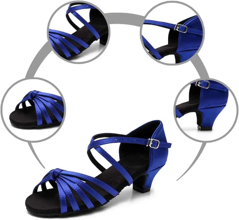 TINRYMX Girls&Women Latin Dance Shoes Silk Ballroom Salsa Tango Professional Performance Practice Dance Shoes,Model-SS-TL-ZSXGG/202