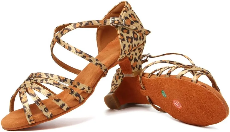 TINRYMX Girls&Women Latin Dance Shoes Silk Ballroom Salsa Tango Professional Performance Practice Dance Shoes,Model-SS-TL-ZSXGG/202