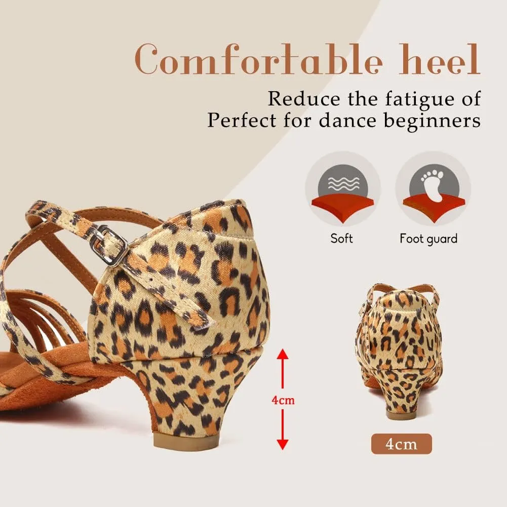 TINRYMX Girls&Women Latin Dance Shoes Silk Ballroom Salsa Tango Professional Performance Practice Dance Shoes,Model-SS-TL-ZSXGG/202