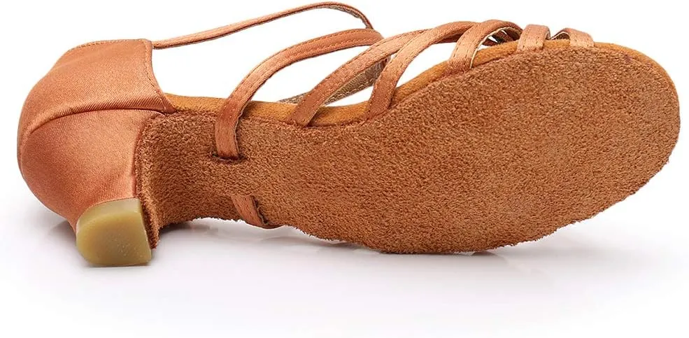 TINRYMX Girls&Women Latin Dance Shoes Silk Ballroom Salsa Tango Professional Performance Practice Dance Shoes,Model-SS-TL-ZSXGG/202