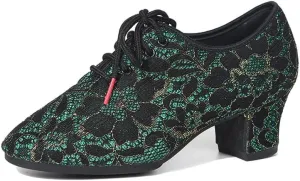 TINRYMX Women Lace-up Modern Dance Shoes Closed Toe Ballroom Latin Salsa Practice Performance Teaching Dancing Shoes, Model-LHD305